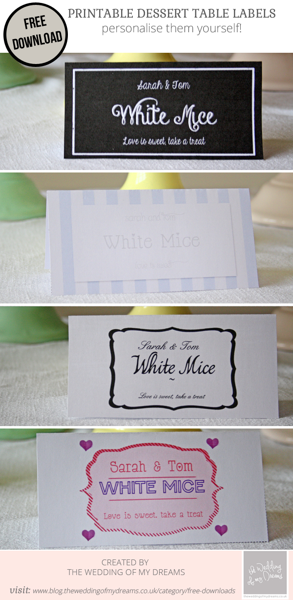 Wedding Dessert Table Labels Template - FREE Download