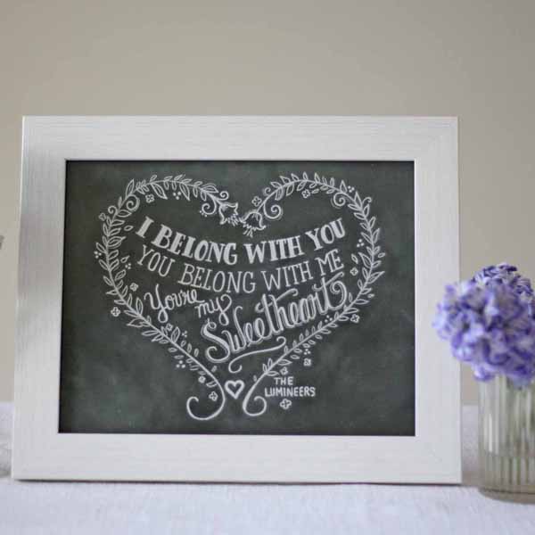 i belong with you you belong with me print chalkboard calligraphy