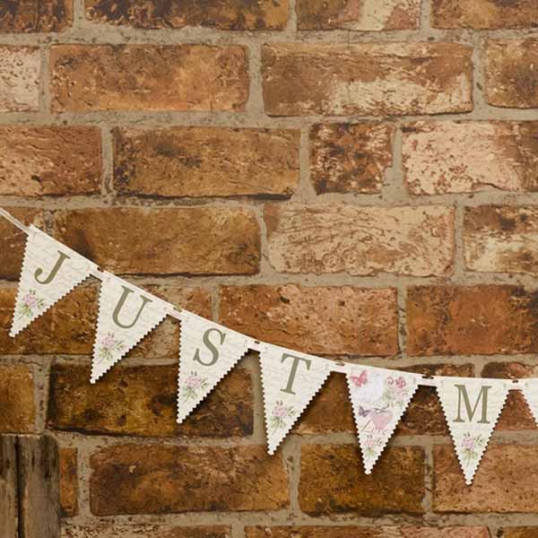 Just married floral bunting