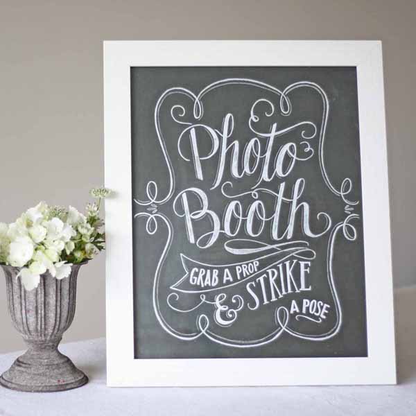 photo booth wedding sign chalkboard calligraphy