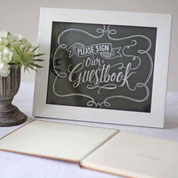 please sign our wedding guest book sign chalkboard calligraphy