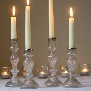 pressed glass wedding decorations  - candle sticks