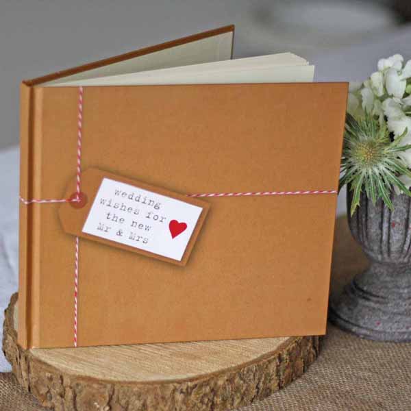 Rustic Style Wedding Guest Book Brown Paper Tied Up With String