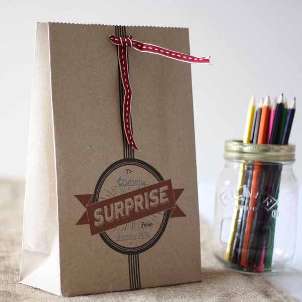 suprise paper gift bags for childrens wedding activities