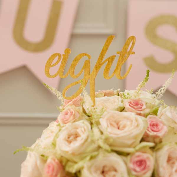Gold glitter table numbers for weddings