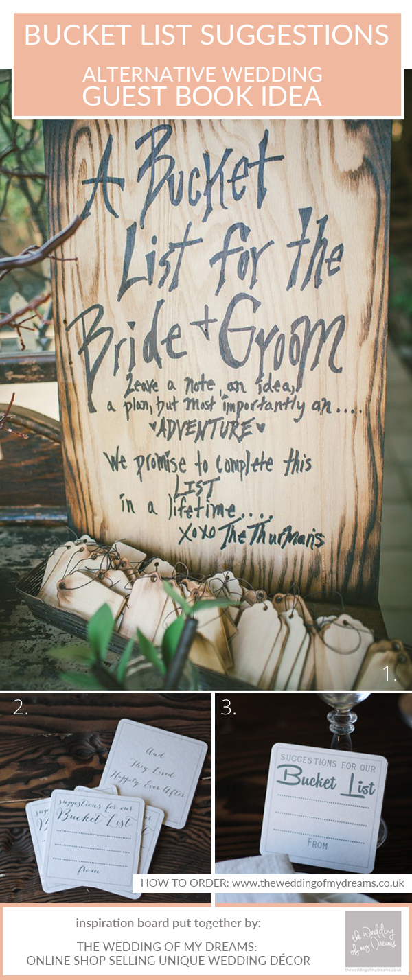 alternative wedding guest book idea suggestions for our bucket list