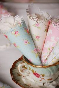 paper confetti cones  made from floral paper