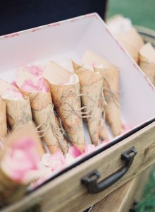 paper confetti cones tied with twine