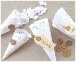 paper confetti cones made from a doily