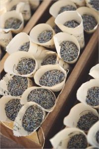 paper confetti cones filled with lavender grain