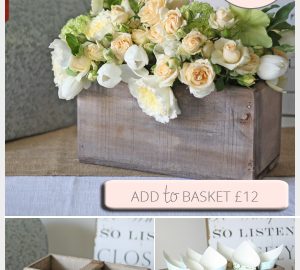 reclaimed wooden box centrepiece