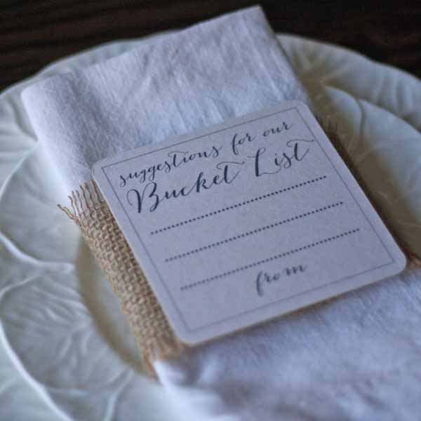 suggestions for our bucket list alternative wedding guest book