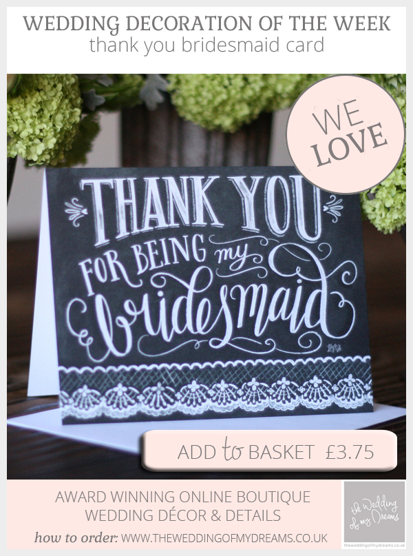 Thank You For Being My Bridesmaid Cards - Blackboard