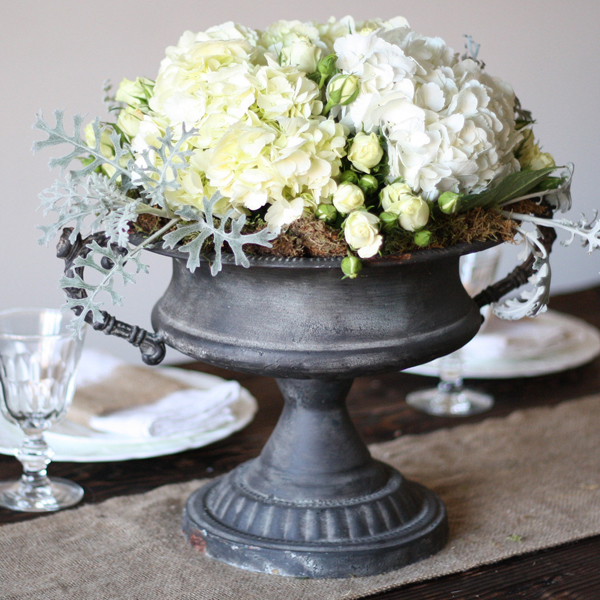 Large Grey Urn Wedding Centrepiece