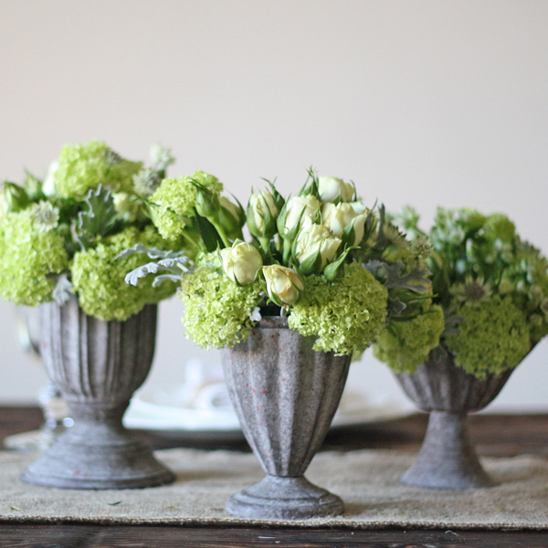 Small Grey Urn Wedding Centrepieces