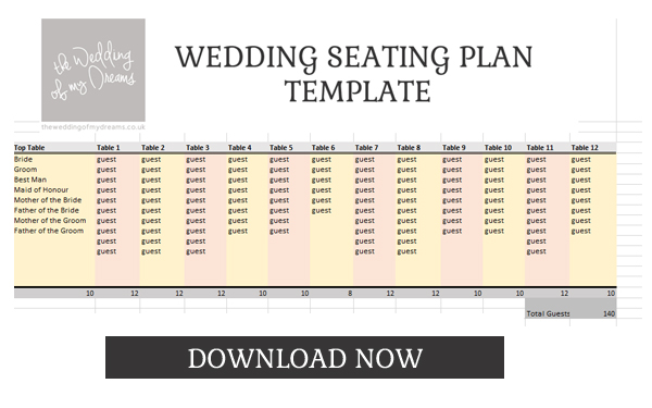 Wedding Seating Chart Template Free Download