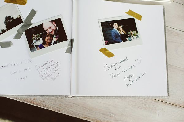 polaroid camera for photos in wedding guest book