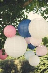 blue and blush pink wedding paper lanterns