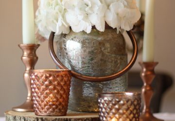 chunky bronze vase or lantern with handle wedding centrepieces