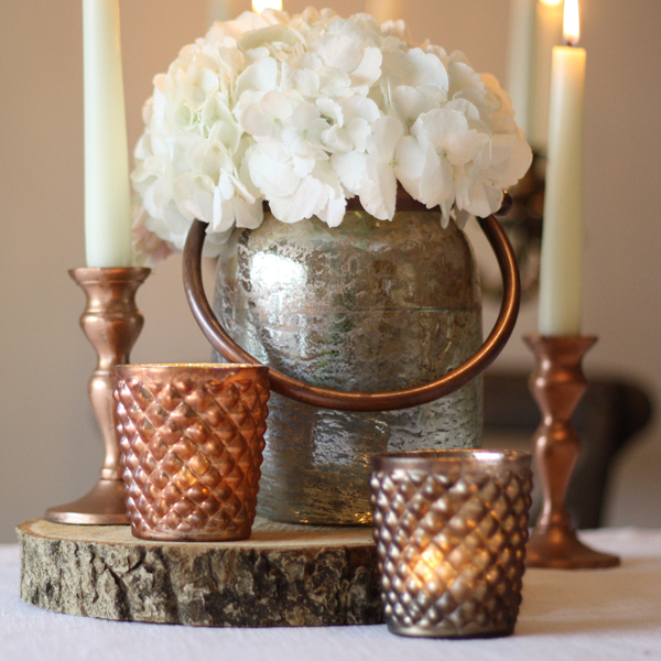 chunky bronze vase or lantern with handle  wedding centrepieces