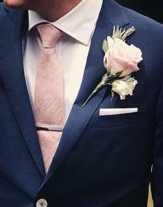 navy blue suit with pink tie for groom