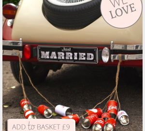 red tin cans for wedding cars