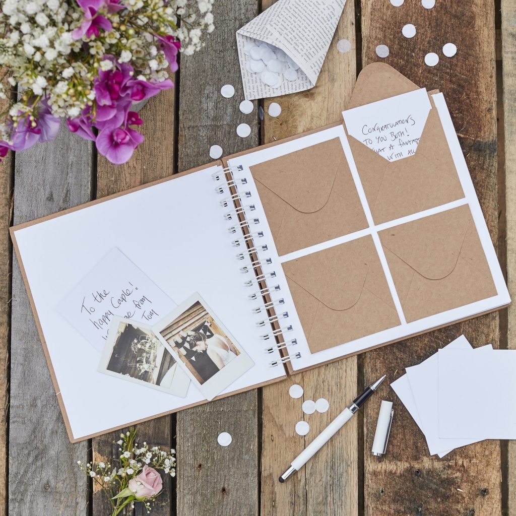 Polaroid photo guestbook: wedding guest book with envelopes for polaroid photos