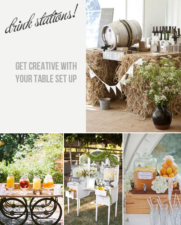 drink stations at weddings get create with your tables