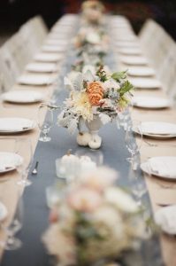 dusty grey table gray colors reception inspiration gold weddings runners flowers runner setting tables theweddingofmydreams decorations pink rustic invitations centerpieces