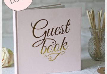 pink and gold wedding guest book