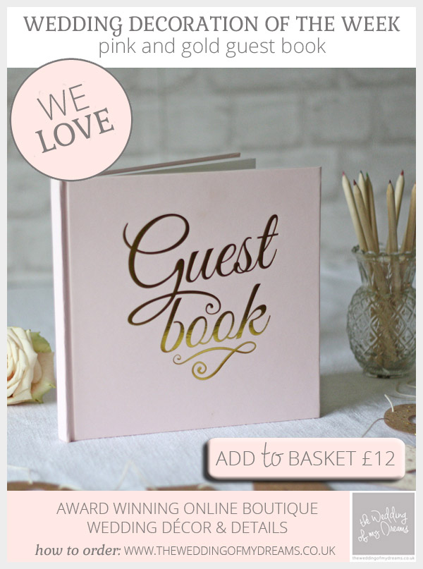 pink and gold wedding guest book