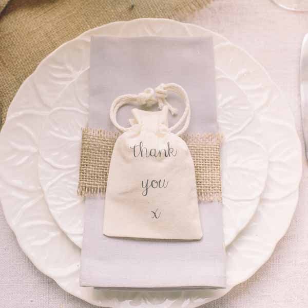 thank you cotton wedding favour bags