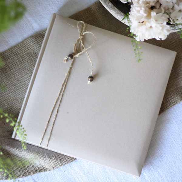 linen guest book with twine