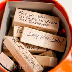 wedding guest book ideas - sign jenga pieces