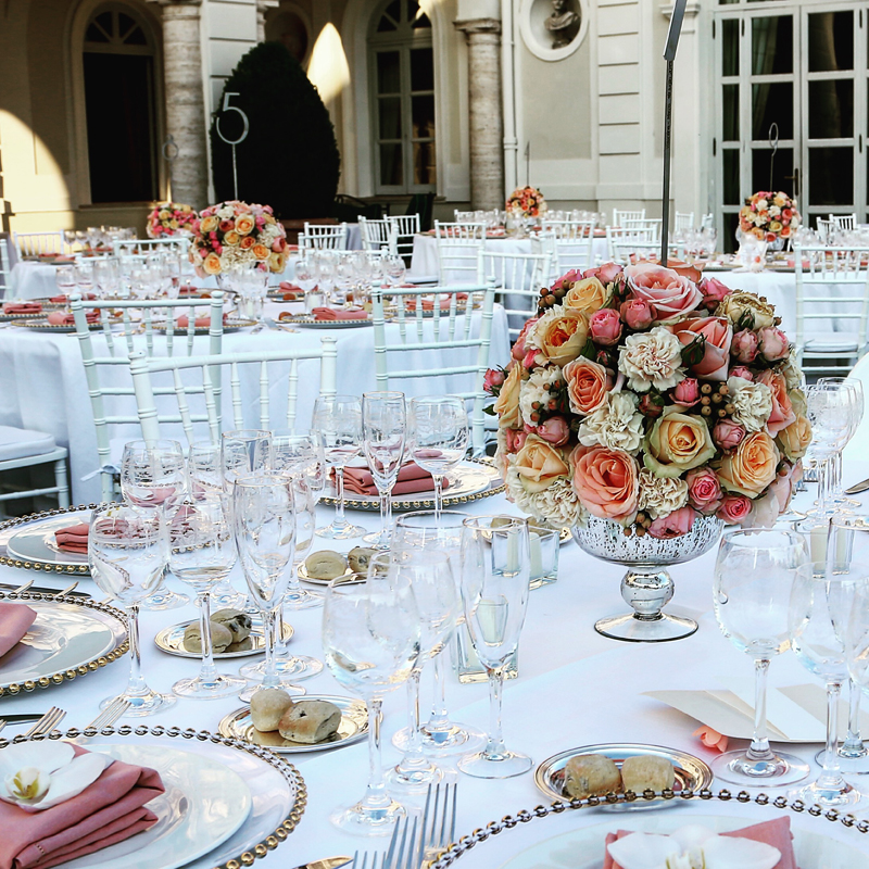 Antique Silver Footed Centrepieces - Rome Italian Wedding