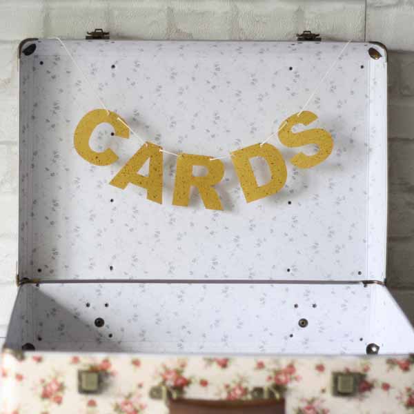 gold glitter CARDS bunting - gold wedding decorations