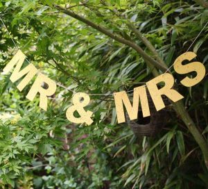 gold glitter mr and mrs bunting