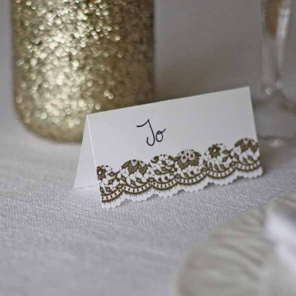 gold wedding place cards