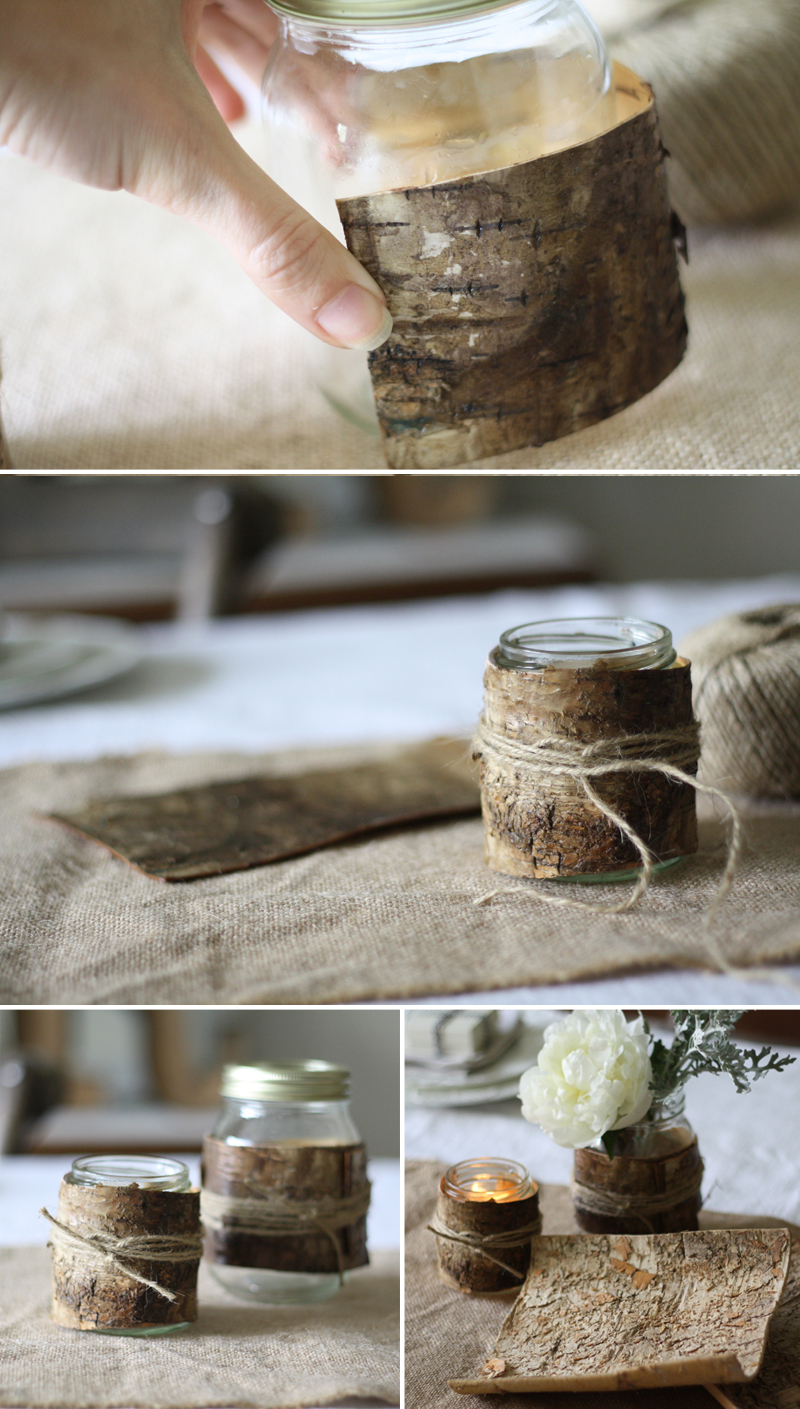 how to make bark covered tea light holders and bark vases step by step guide 2