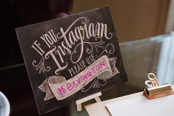 Instagram Hashtag wedding sign chalkboard style used at real wedding at Aynhoe Park