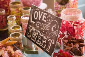 Love Is Sweet Chalkbaord Style Sign For Candy Buffet - Real Wedding at Aynhoe Park