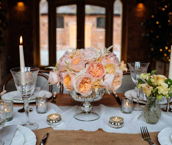 antique silver footed bowl wedding centrepieces romantic glamour wedding ideas