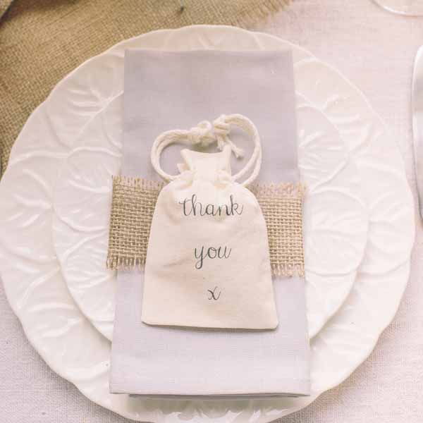 thank you cotton favour bags  - featured in top 10 wedding favour bags boxes and bottles