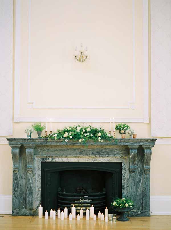 large fireplace wedding ideas with candles