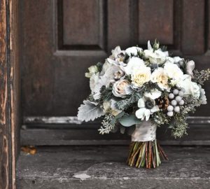 white grey winter wedding bouquets