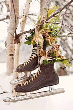 vintage ice skates winter wedding prop