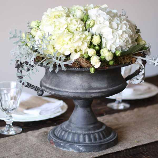 grey urns wedding table centre vase