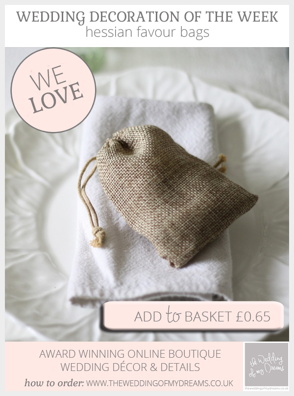 hessian wedding favour bags for rustic weddings