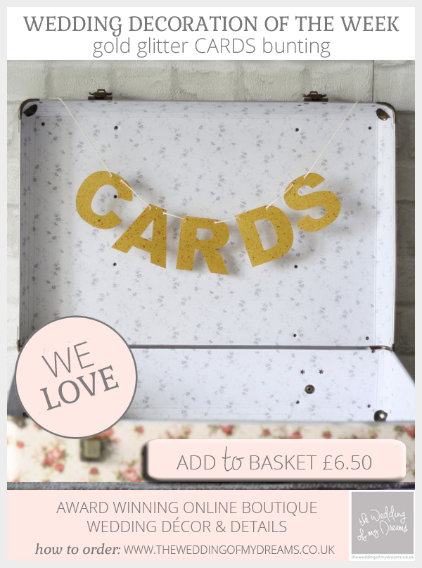 CARDS bunting wedding card and gift table gold glitter