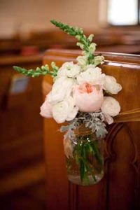 Church pew end and aisle decoration ideas @theweddingfmydreams